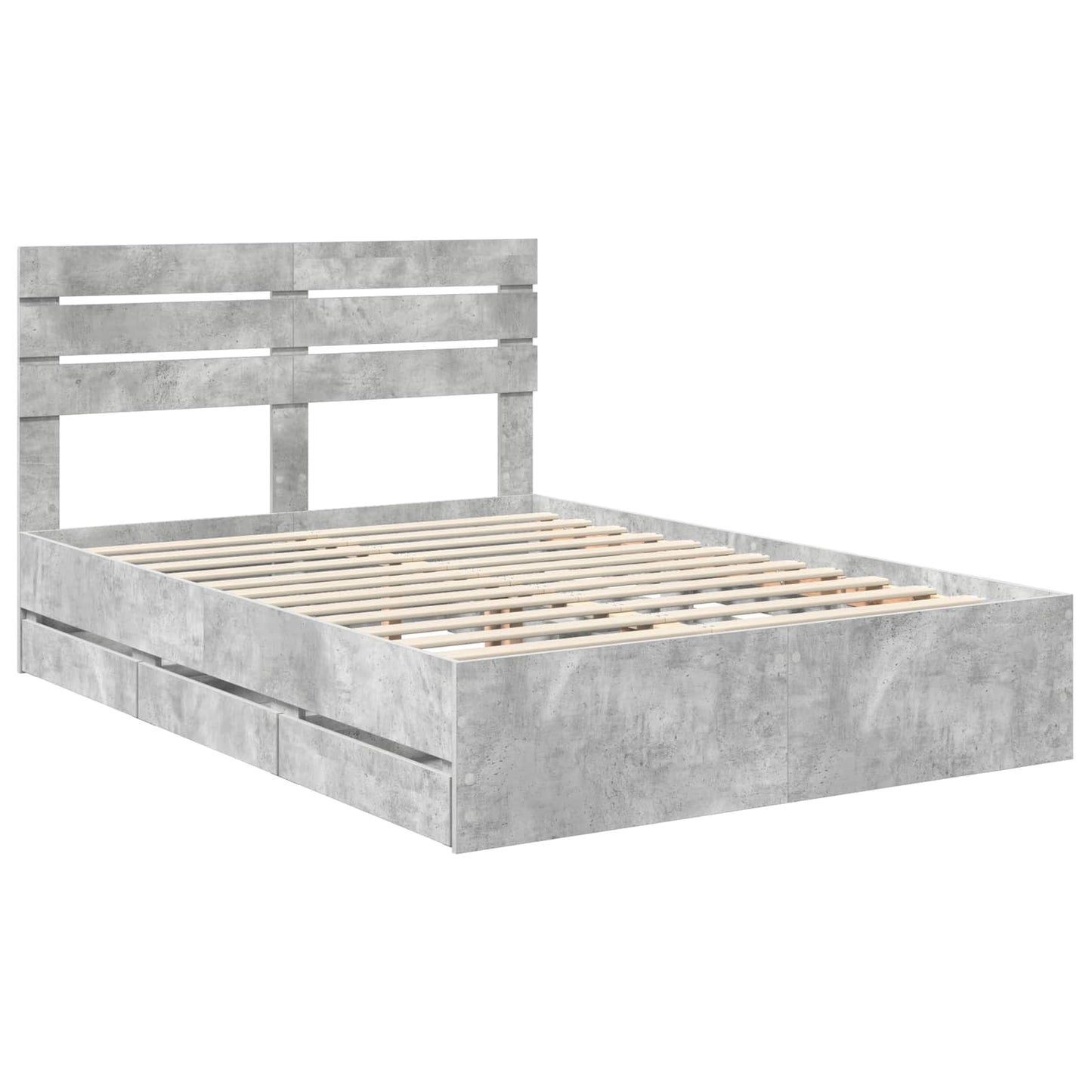 vidaXL Σκελετός Κρεβατιού Σκυρόδεμα Γκρι 150 x 200 cm Μηχανήματος Ξύλο