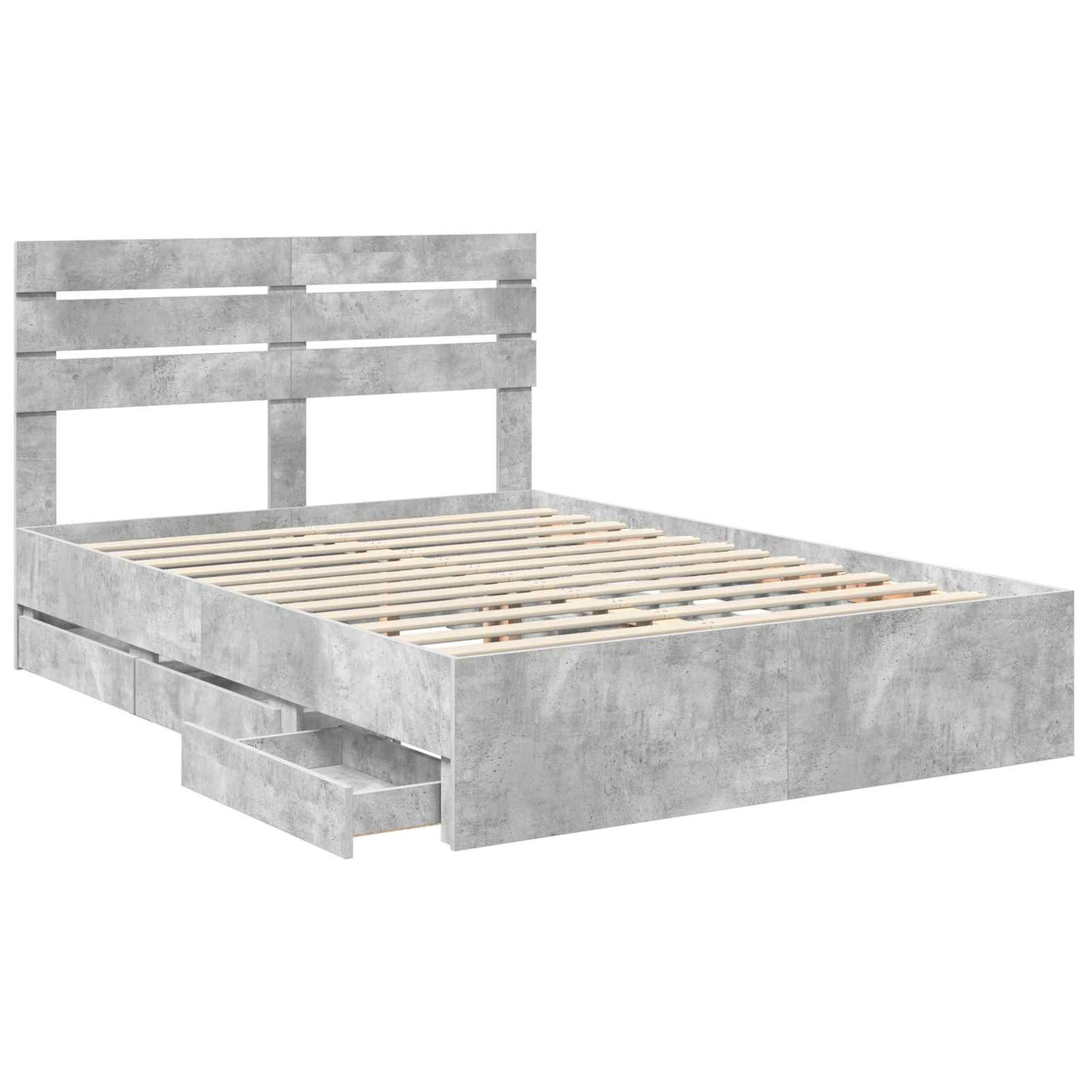 vidaXL Σκελετός Κρεβατιού Σκυρόδεμα Γκρι 150 x 200 cm Μηχανήματος Ξύλο