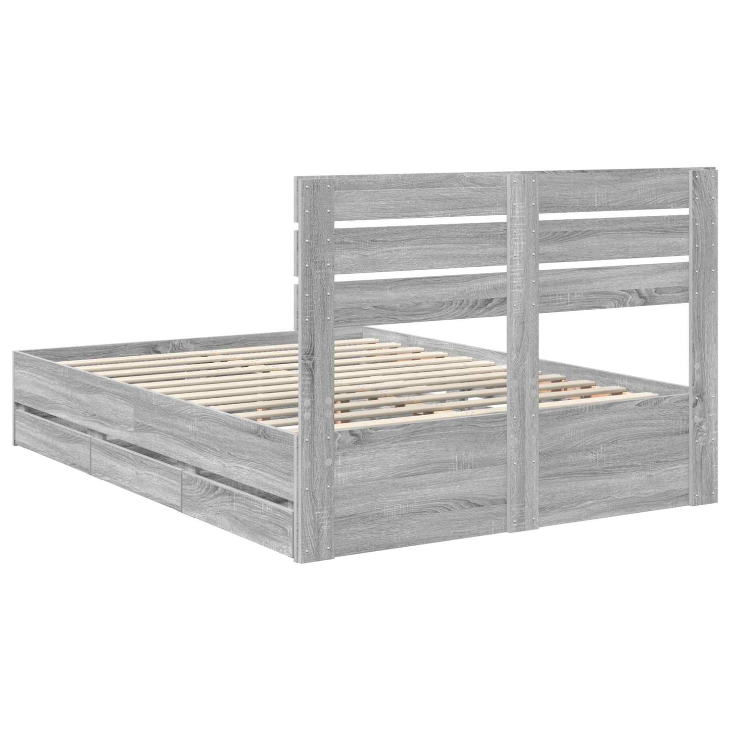 vidaXL Σκελετός Κρεβατιού Γκρίζο Σονομα 150 x 200 cm Μηχανήματος Ξύλο