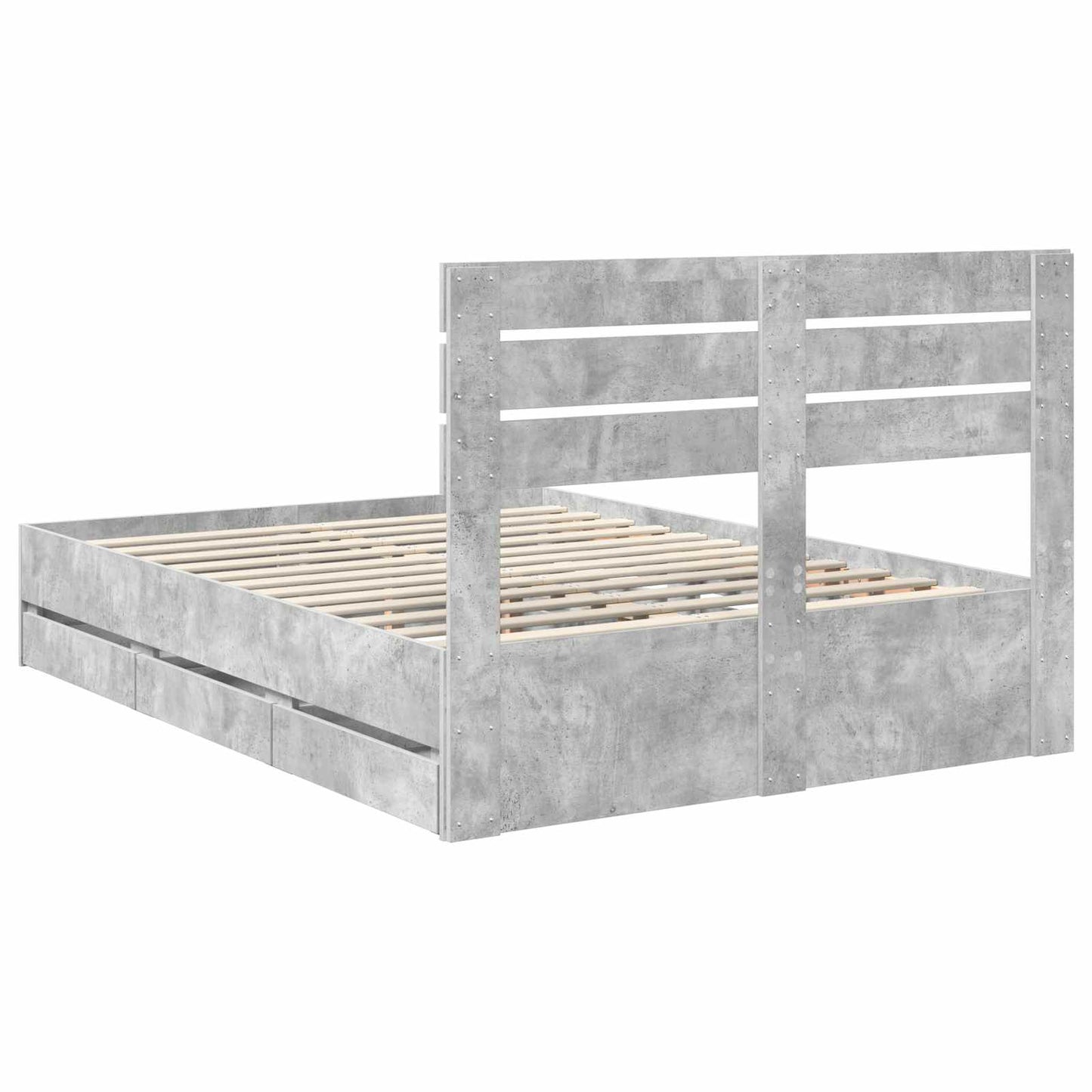 vidaXL Σκελετός Κρεβατιού Σκυρόδεμα Γκρι 140 x 190 cm Μηχανήματος Ξύλο