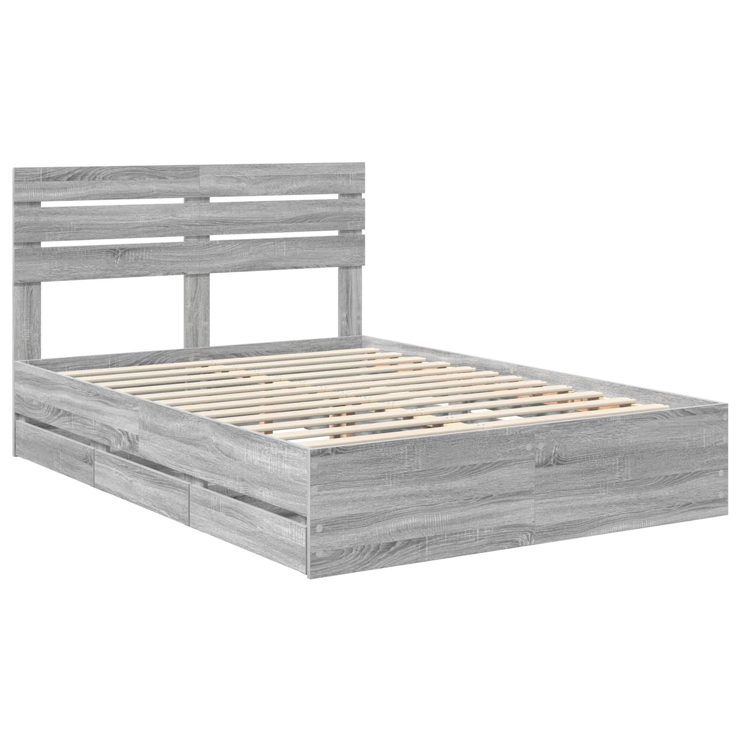 vidaXL Σκελετός Κρεβατιού Γκρίζο Σονομα 140 x 200 cm Μηχανήματος Ξύλο