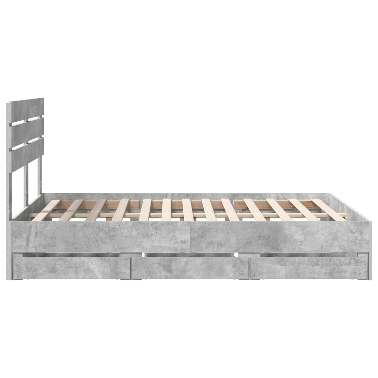 vidaXL Σκελετός Κρεβατιού Σκυρόδεμα Γκρι 140 x 190 cm Μηχανήματος Ξύλο