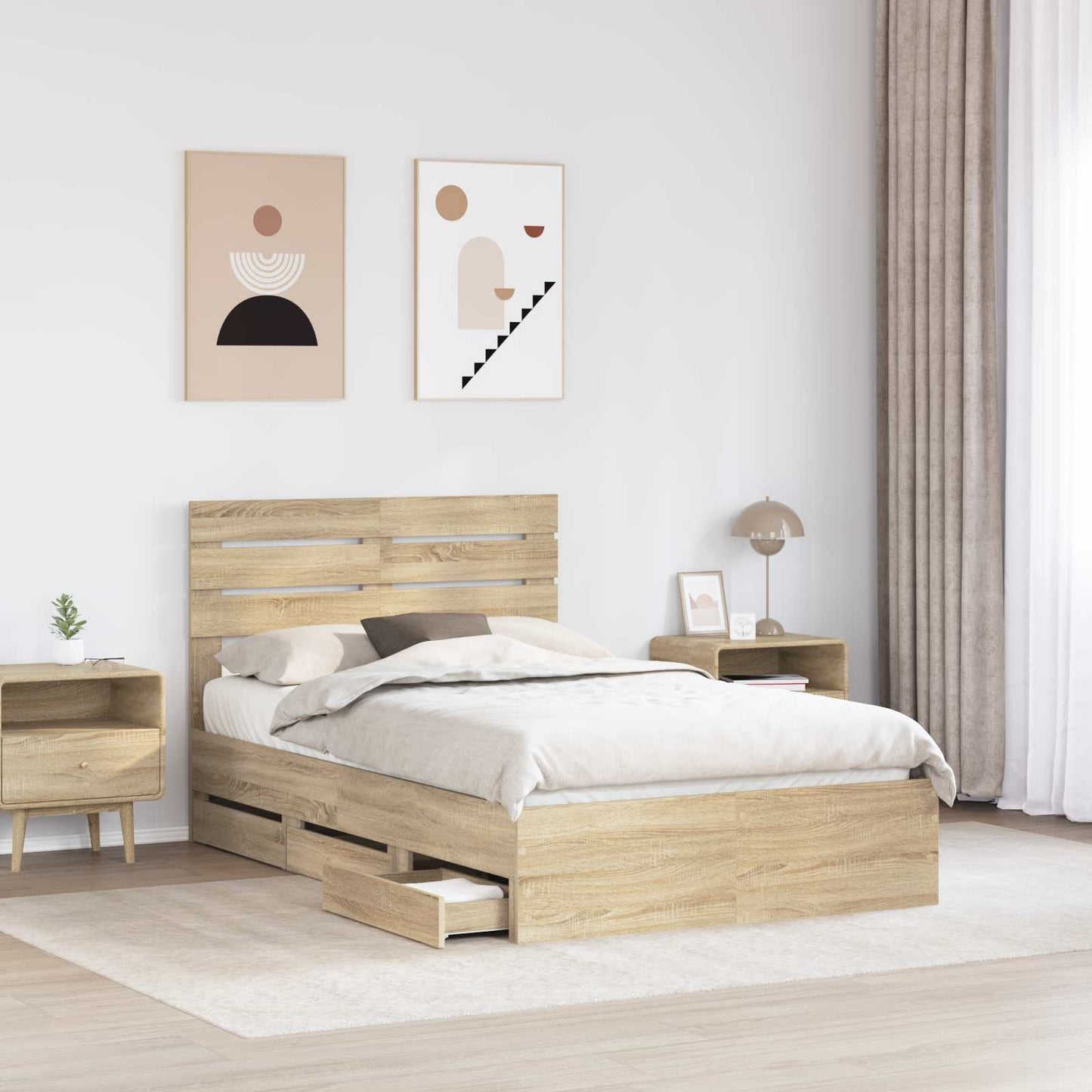 vidaXL Σκελετός Κρεβατιού Δρύς Sonoma 120 x 200 cm Μηχανήματος Ξύλο