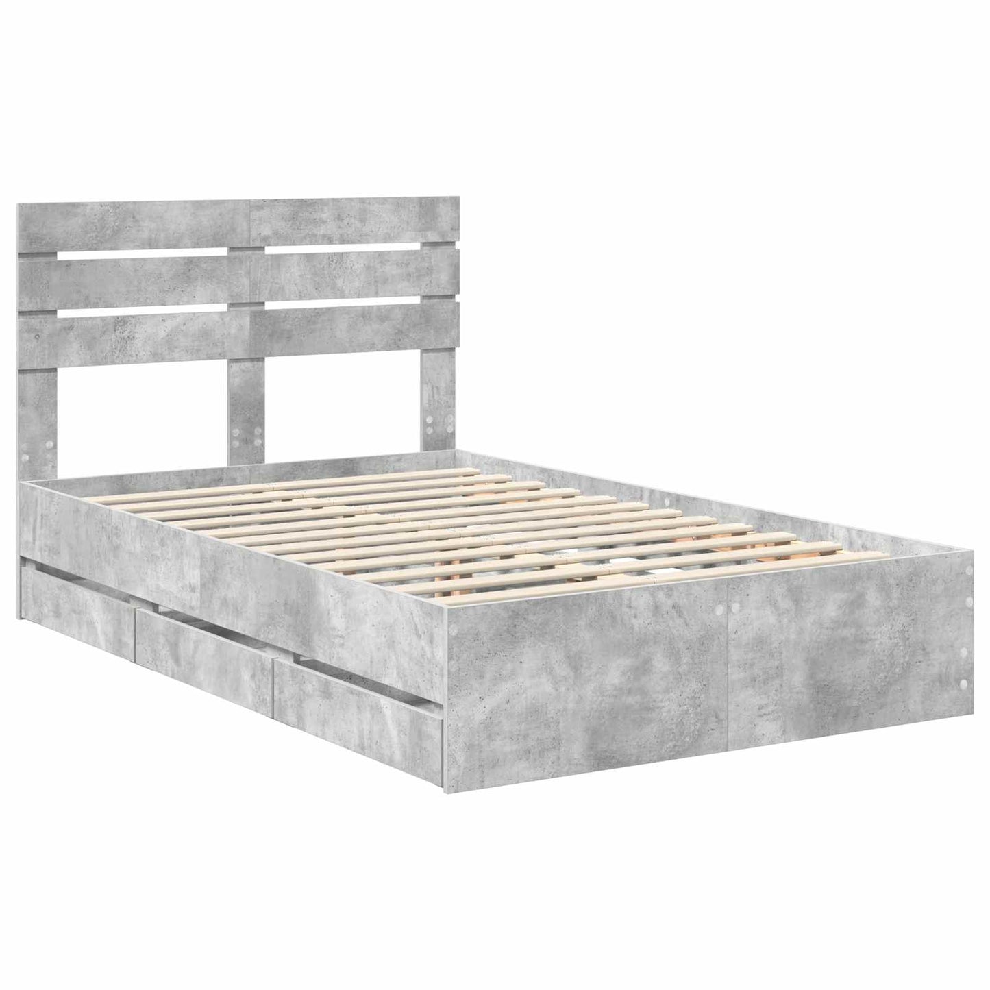 vidaXL Σκελετός Κρεβατιού Σκυρόδεμα Γκρι 120 x 190 cm Μηχανήματος Ξύλο