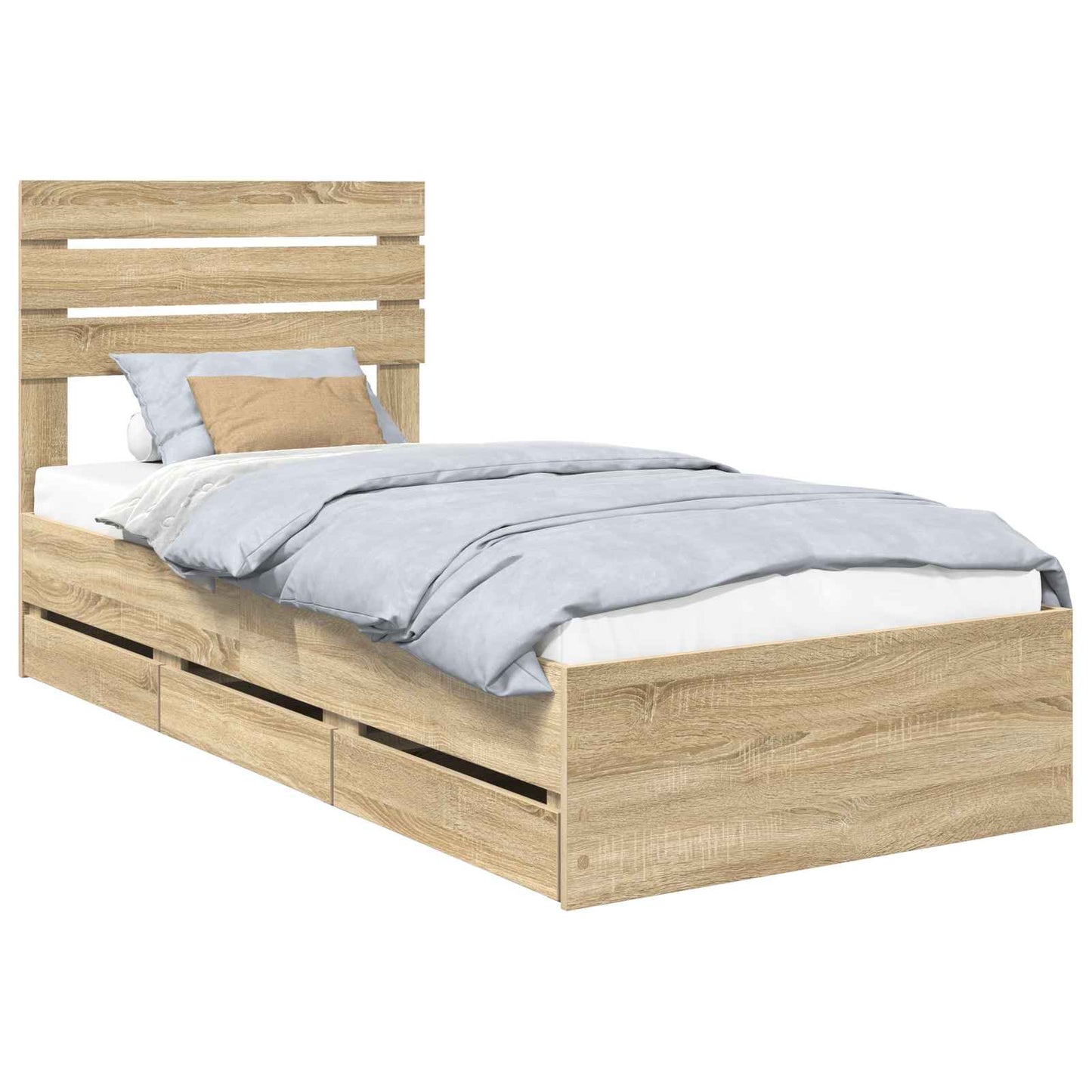 vidaXL Σκελετός Κρεβατιού Δρύς Sonoma 100 x 200 cm Μηχανήματος Ξύλο