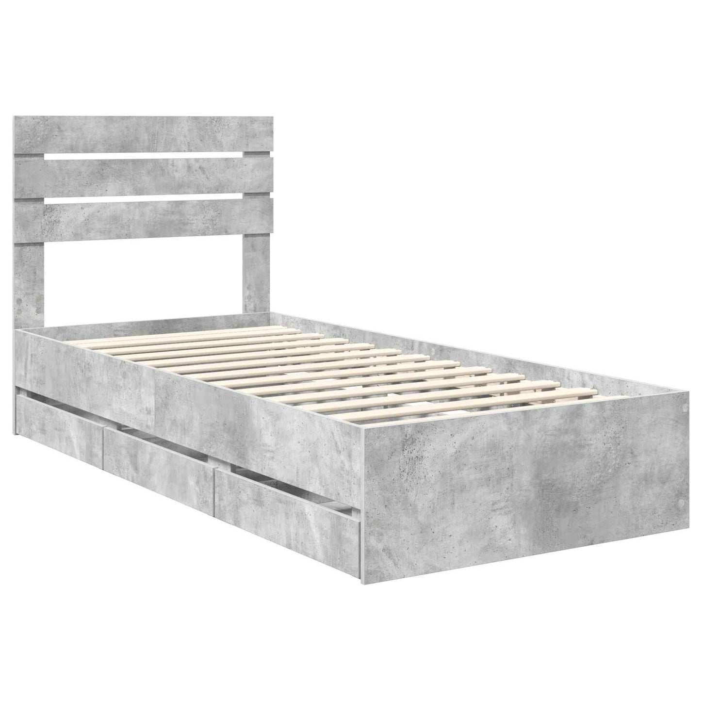 vidaXL Σκελετός Κρεβατιού Σκυρόδεμα Γκρι 90 x 190 cm Μηχανήματος Ξύλο