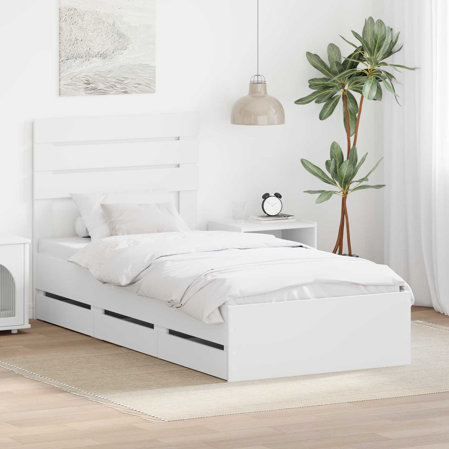 vidaXL Σκελετός Κρεβατιού Λευκό 90 x 190 cm Μηχανήματος Ξύλο