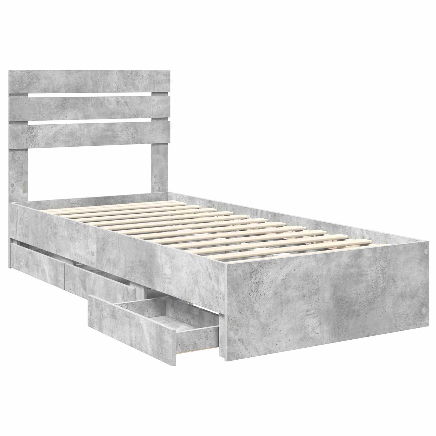 vidaXL Σκελετός Κρεβατιού Σκυρόδεμα Γκρι 90 x 200 cm Μηχανήματος Ξύλο