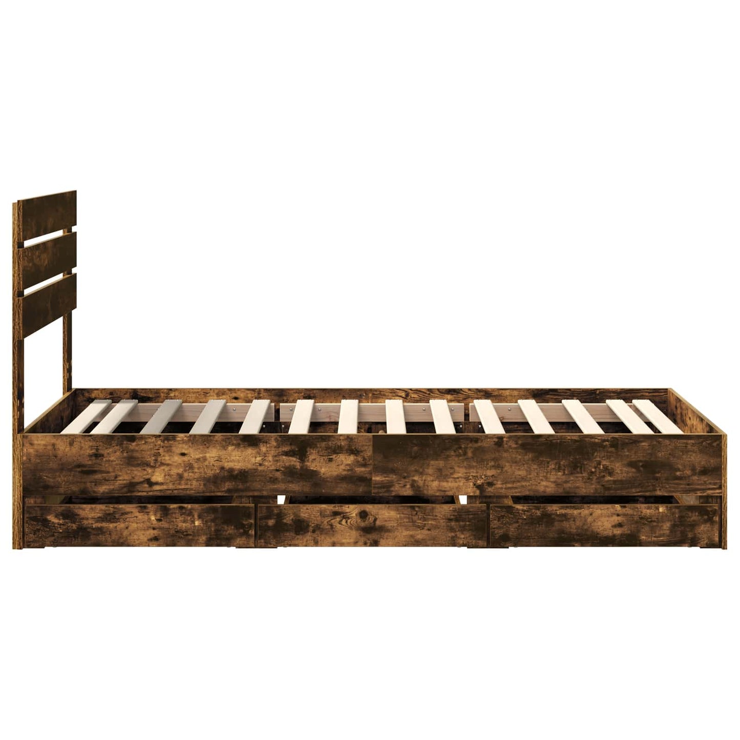 vidaXL Σκελετός Κρεβατιού Καπνιστό Δρύς 90 x 200 cm Μηχανήματος Ξύλο