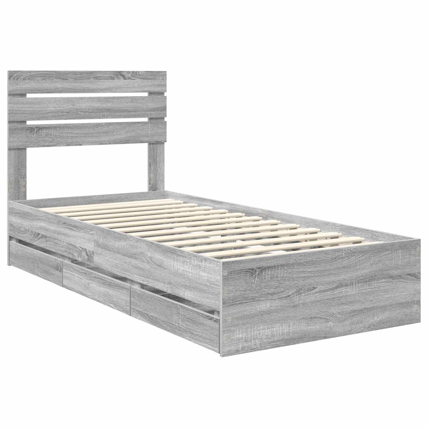 vidaXL Σκελετός Κρεβατιού Γκρίζο Σονομα 90 x 190 cm Μηχανήματος Ξύλο