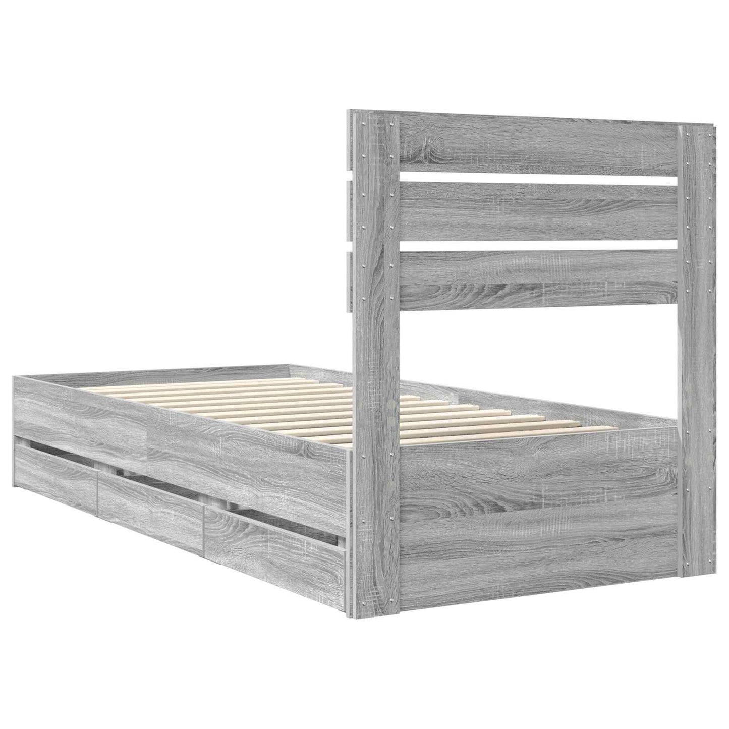 vidaXL Σκελετός Κρεβατιού Γκρίζο Σονομα 90 x 190 cm Μηχανήματος Ξύλο