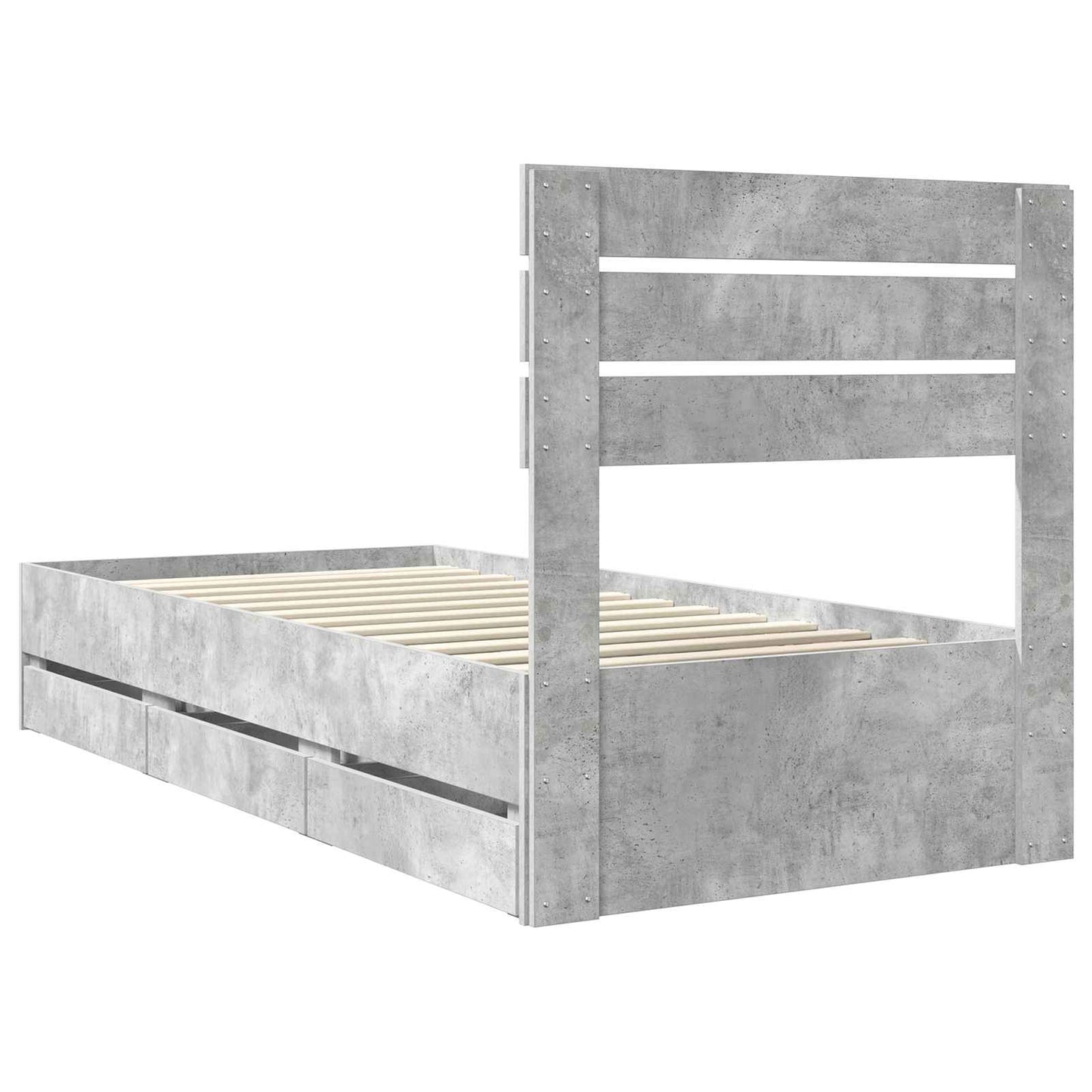 vidaXL Σκελετός Κρεβατιού Σκυρόδεμα Γκρι 75 x 190 cm Μηχανήματος Ξύλο