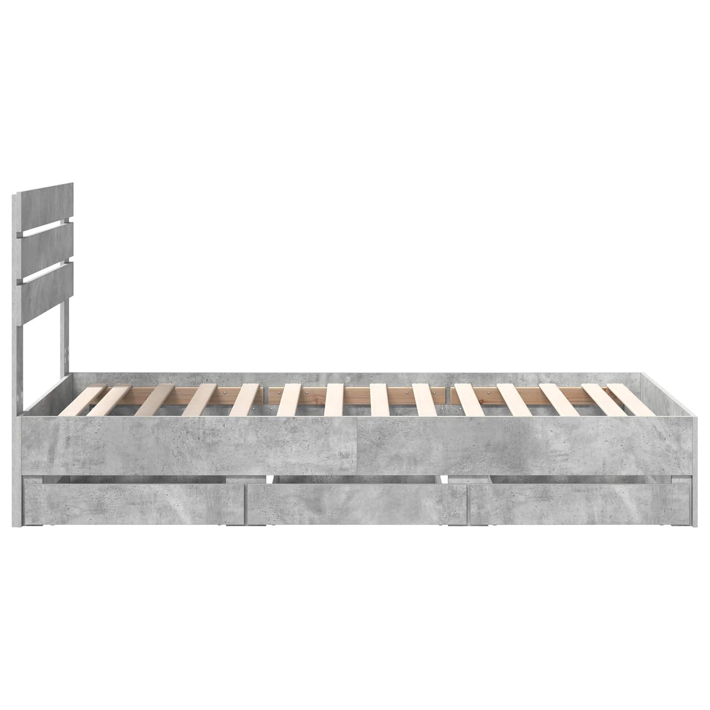 vidaXL Σκελετός Κρεβατιού Σκυρόδεμα Γκρι 75 x 190 cm Μηχανήματος Ξύλο