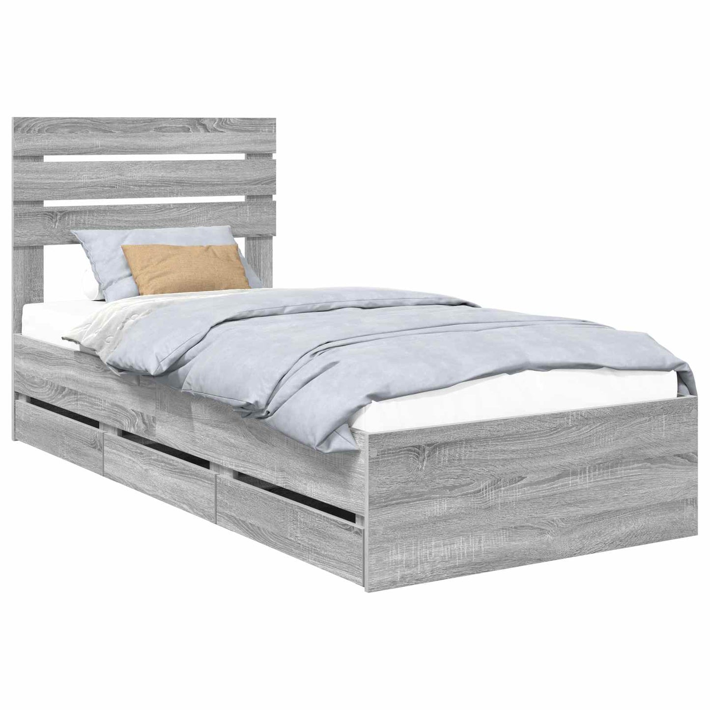 vidaXL Σκελετός Κρεβατιού Γκρίζο Σονομα 75 x 190 cm Μηχανήματος Ξύλο