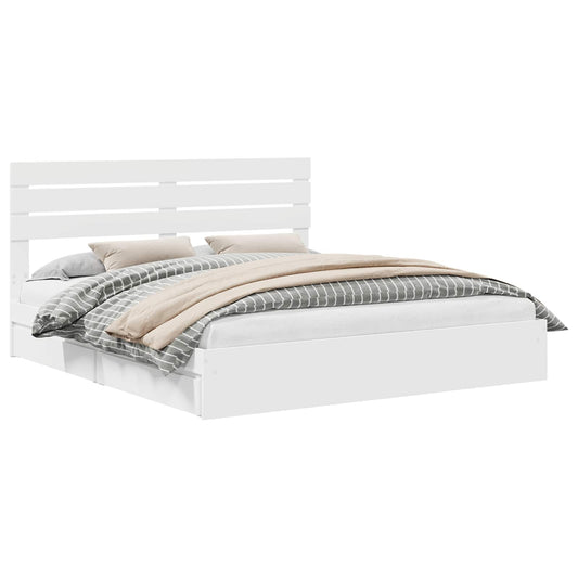 vidaXL Κρεβάτι Αποθήκης Λευκό 180 x 200 cm Επεξεργασμένο ξύλο