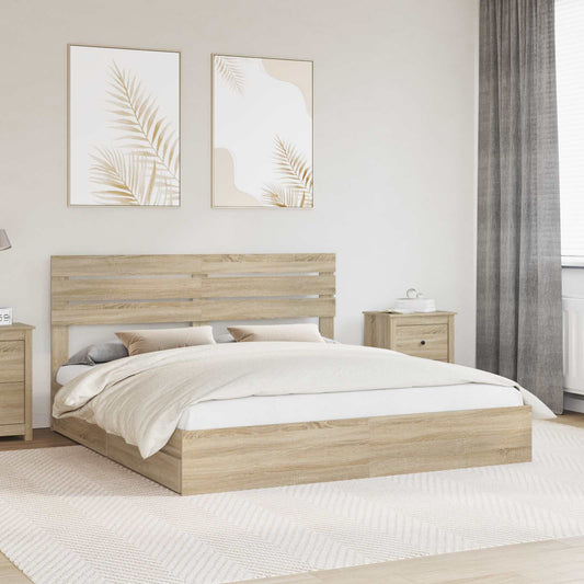 vidaXL Κρεβάτι Αποθήκης Δρύς Sonoma 180 x 200 cm Επεξεργασμένο ξύλο
