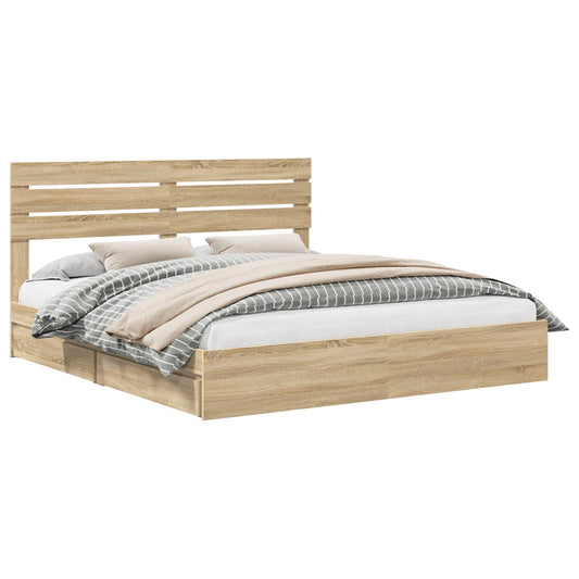 vidaXL Κρεβάτι Αποθήκης Δρύς Sonoma 180 x 200 cm Επεξεργασμένο ξύλο