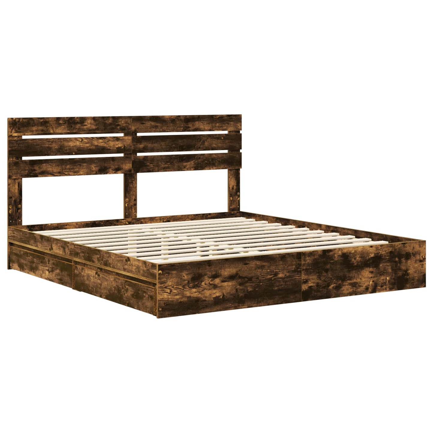 vidaXL Κρεβάτι Αποθήκης Καπνιστό Δρύς 180 x 200 cm Επεξεργασμένο ξύλο