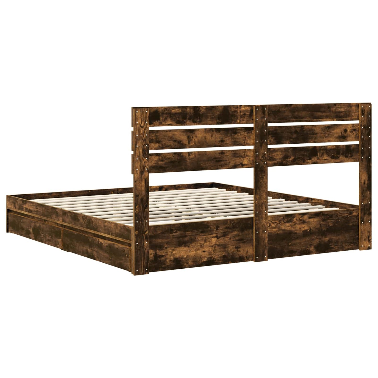 vidaXL Κρεβάτι Αποθήκης Καπνιστό Δρύς 180 x 200 cm Επεξεργασμένο ξύλο
