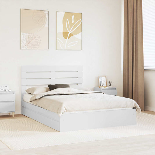 vidaXL Κρεβάτι Αποθήκης Λευκό 160 x 200 cm Επεξεργασμένο ξύλο