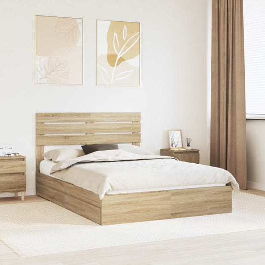 vidaXL Κρεβάτι Αποθήκης Δρύς Sonoma 160 x 200 cm Επεξεργασμένο ξύλο