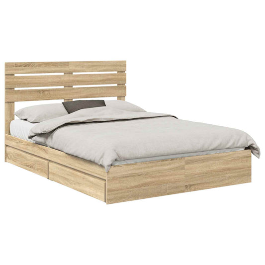 vidaXL Κρεβάτι Αποθήκης Δρύς Sonoma 160 x 200 cm Επεξεργασμένο ξύλο