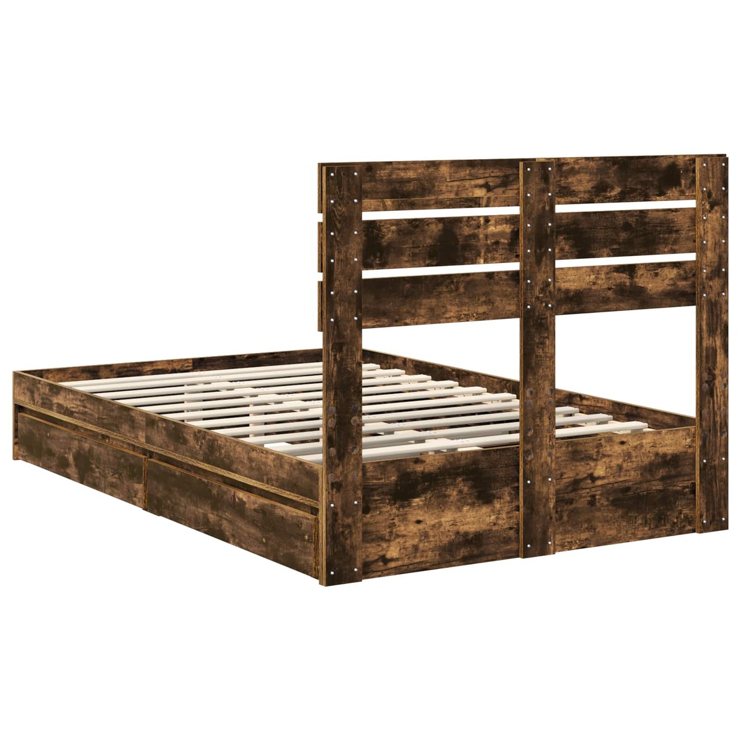 vidaXL Κρεβάτι Αποθήκης Καπνιστό Δρύς 120 x 190 cm Επεξεργασμένο ξύλο