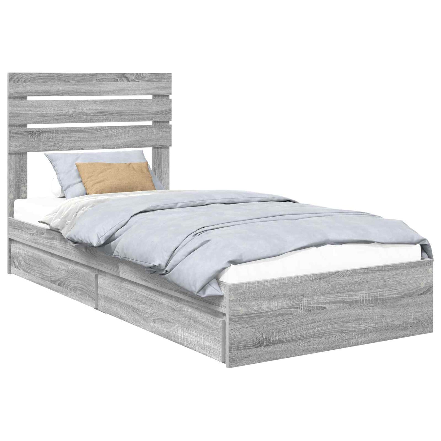 vidaXL Κρεβάτι Αποθήκης Γκρίζο Σονομα 90 x 200 cm Επεξεργασμένο ξύλο
