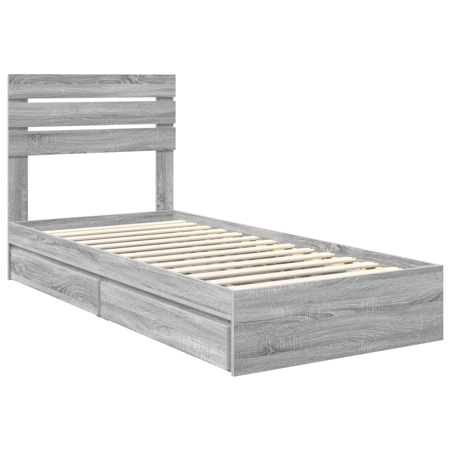 vidaXL Κρεβάτι Αποθήκης Γκρίζο Σονομα 90 x 200 cm Επεξεργασμένο ξύλο