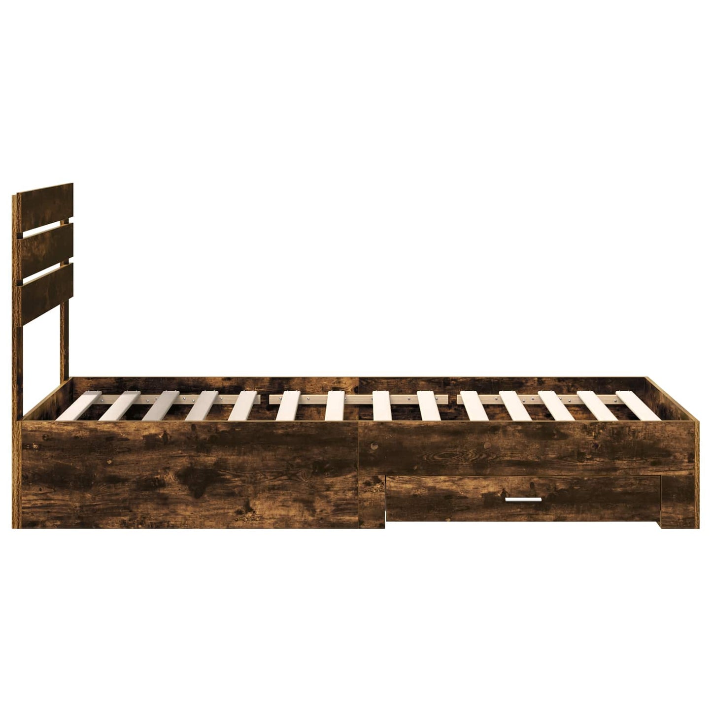 vidaXL Σκελετός Κρεβατιού Καπνιστό Δρύινο και Ασημί 75 x 190 cm