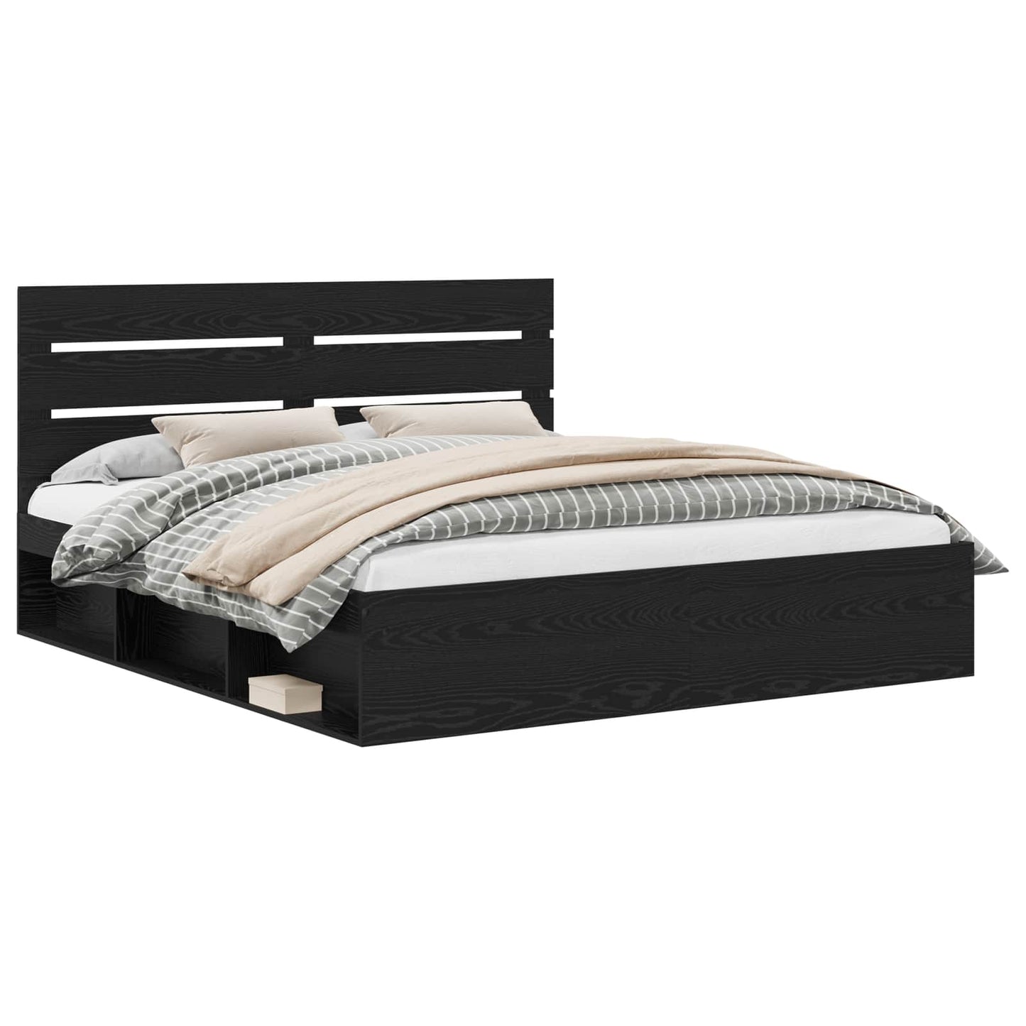 vidaXL Σκελετός Κρεβατιού Μαύρο 180 x 200 cm Στερεά ξυλεία πεύκου