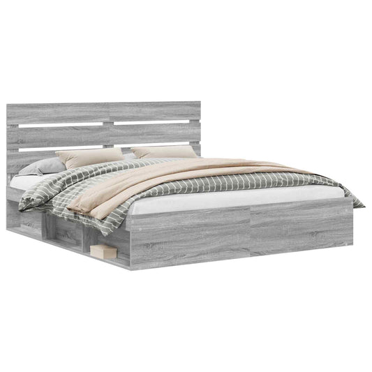 vidaXL Σκελετός Κρεβατιού με κεφαλάρι Γκρίζο Σονομα 180 x 200 cm