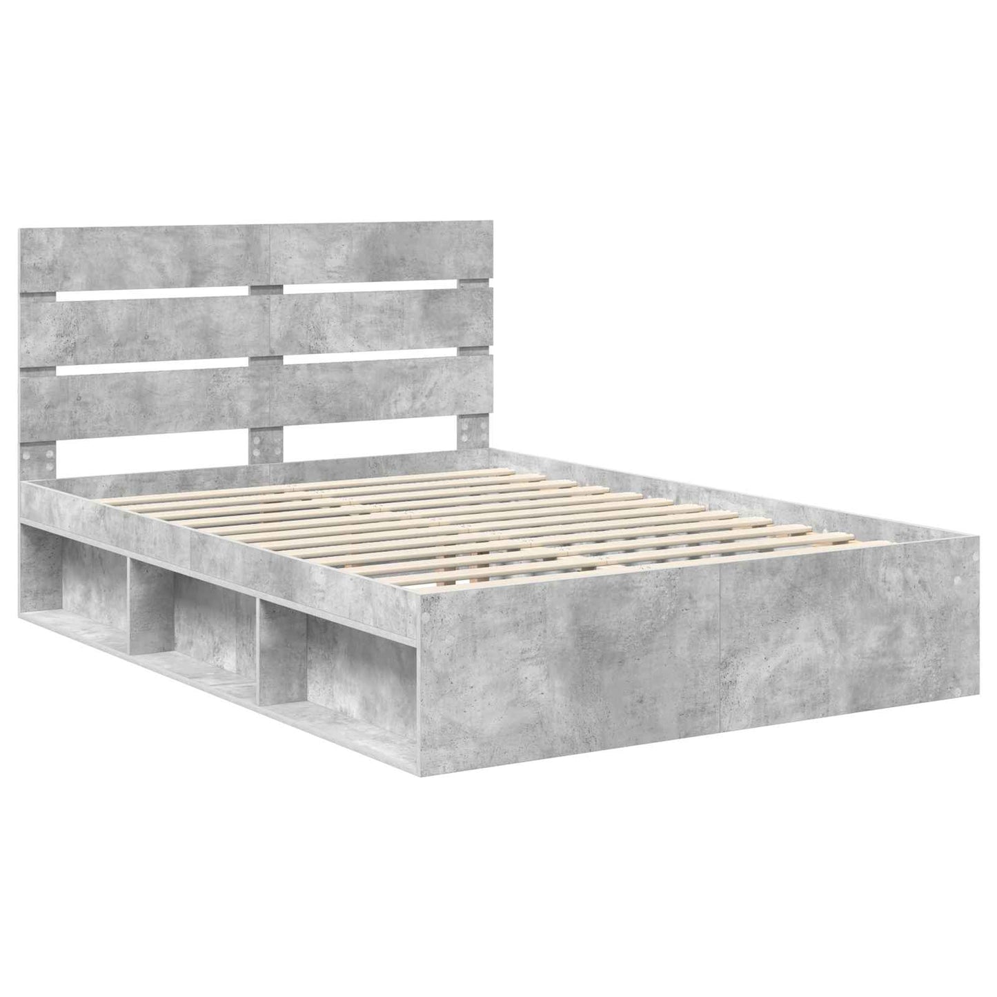 vidaXL Σκελετός Κρεβατιού Σκυρόδεμα 140 x 190 cm Στερεά ξυλεία πεύκου