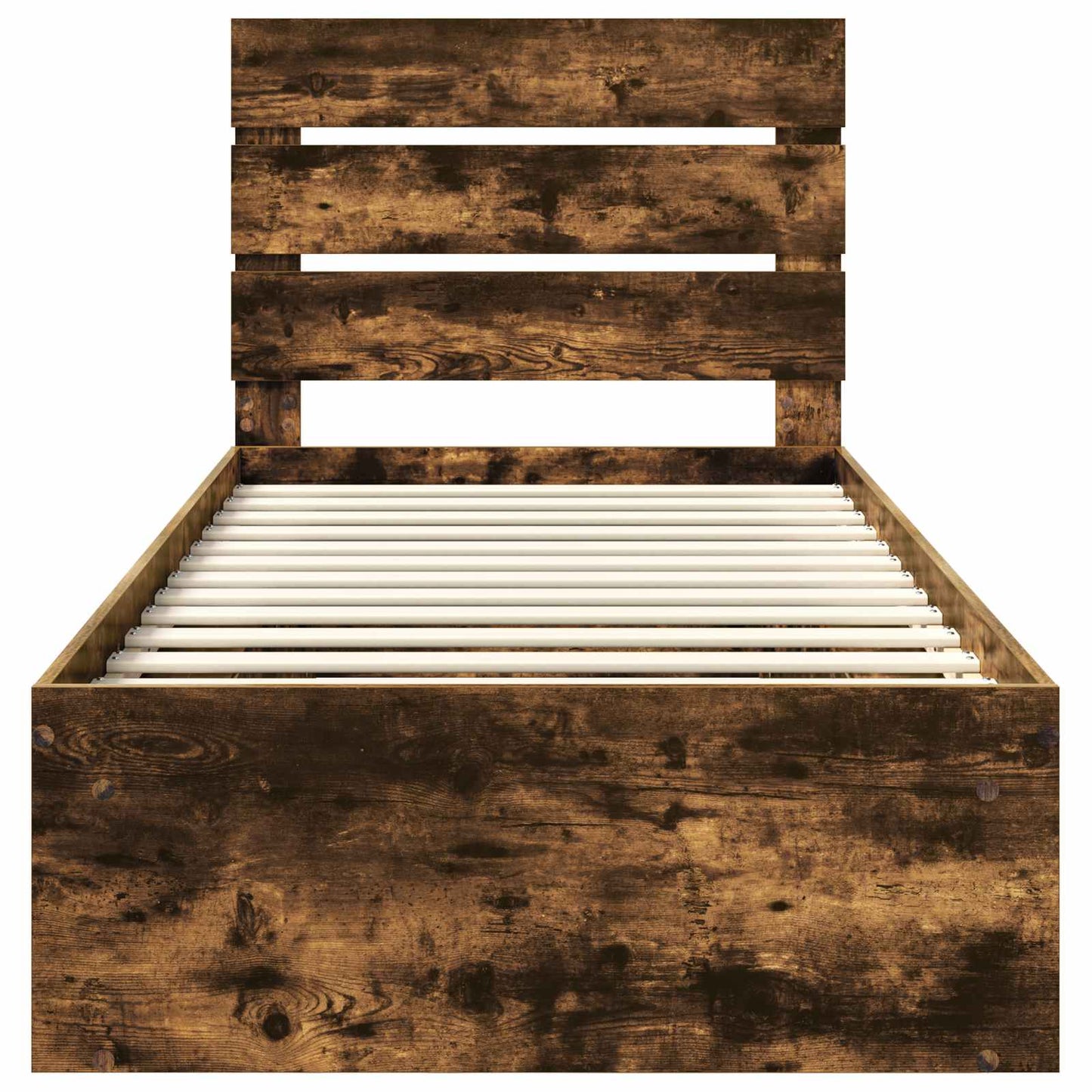 vidaXL Σκελετός Κρεβατιού με κεφαλάρι Καπνιστό Δρύς 90 x 200 cm