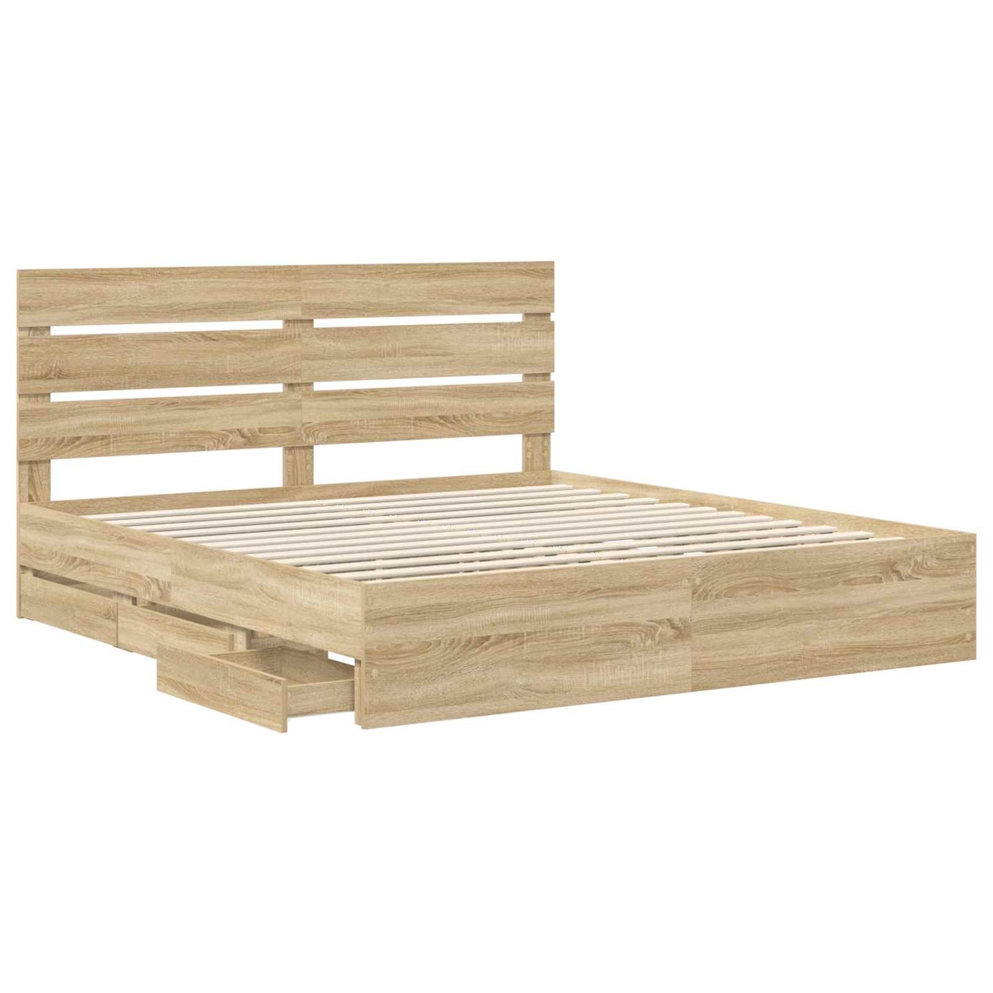 vidaXL Σκελετός Κρεβατιού Δρύς Sonoma 200 x 200 cm Μηχανήματος Ξύλο