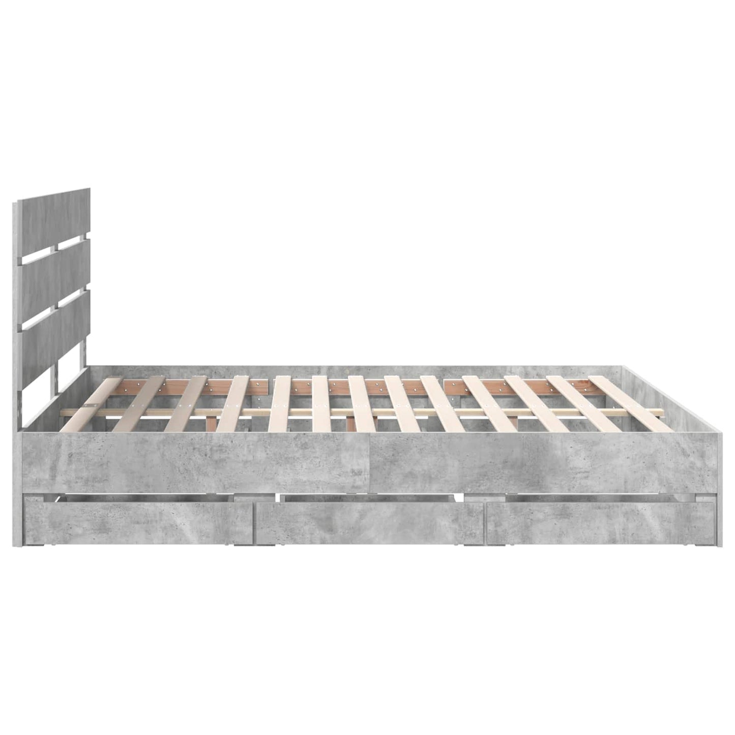 vidaXL Σκελετός Κρεβατιού Σκυρόδεμα Γκρι 200 x 200 cm Μηχανήματος Ξύλο
