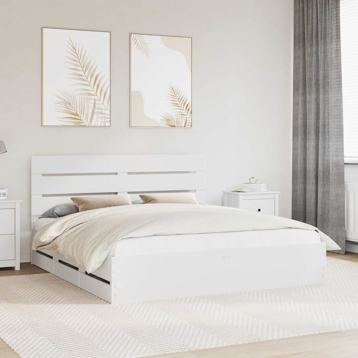 vidaXL Σκελετός Κρεβατιού Λευκό 180 x 200 cm Μηχανήματος Ξύλο