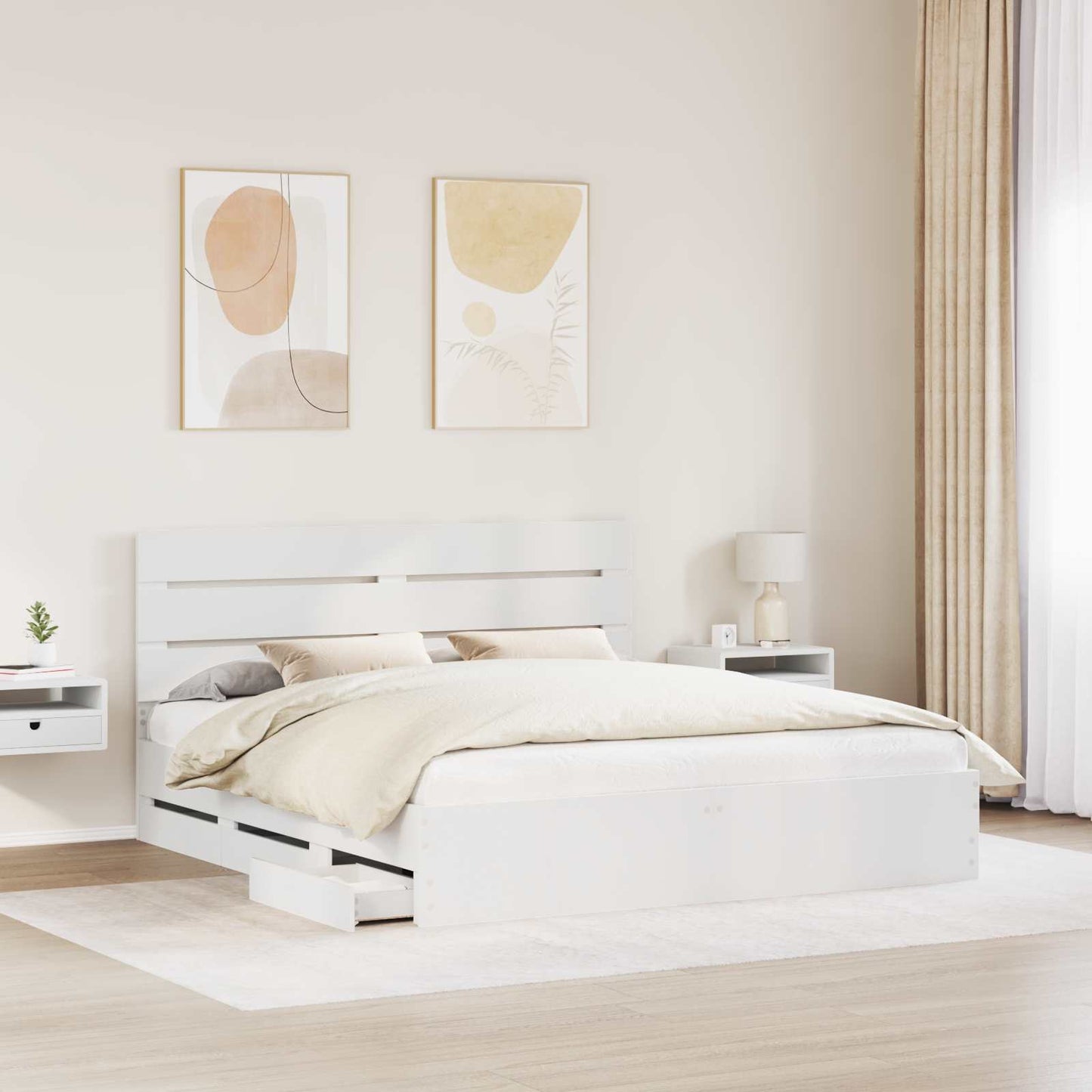 vidaXL Σκελετός Κρεβατιού Λευκό 180 x 200 cm Μηχανήματος Ξύλο