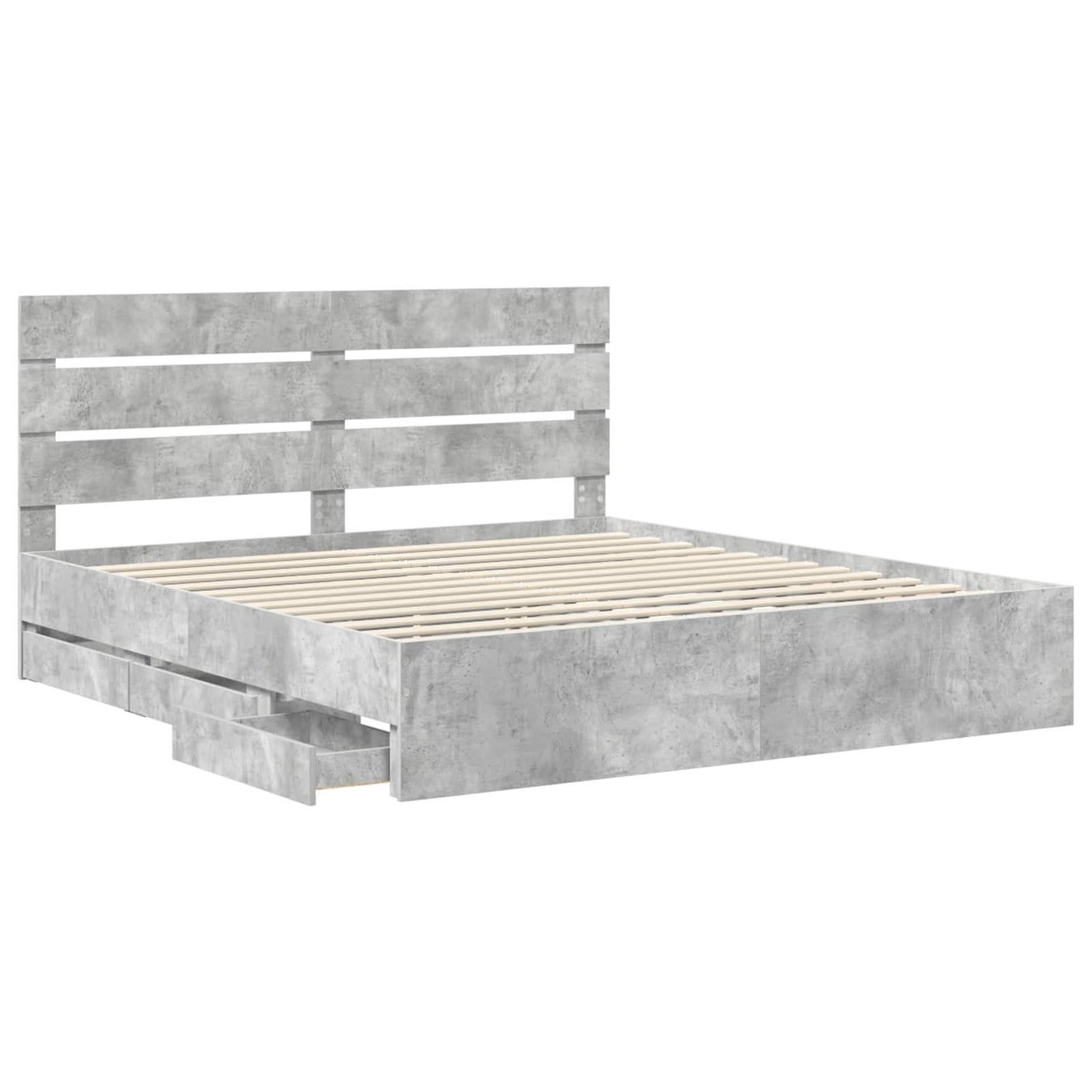 vidaXL Σκελετός Κρεβατιού Σκυρόδεμα Γκρι 180 x 200 cm Μηχανήματος Ξύλο