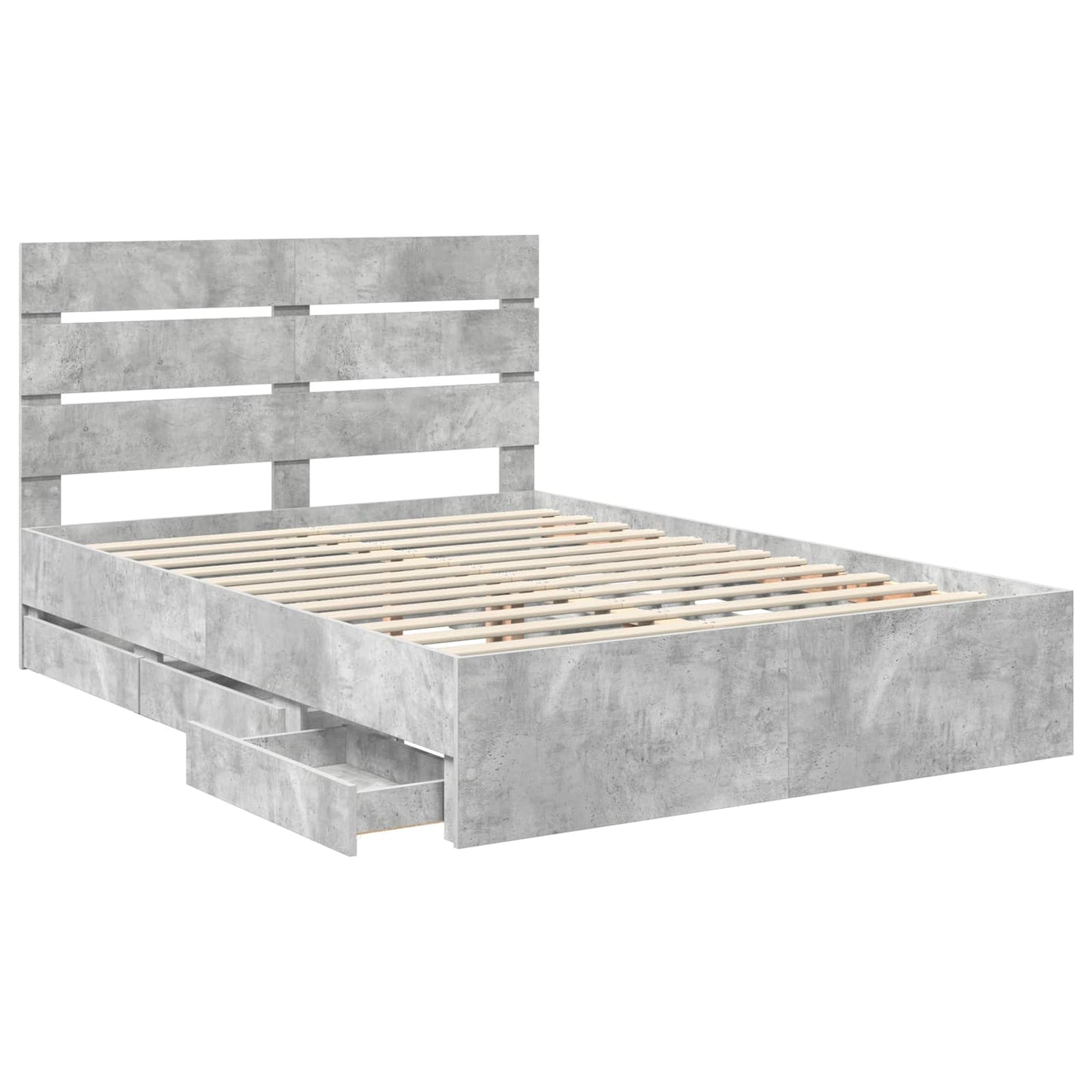 vidaXL Σκελετός Κρεβατιού Σκυρόδεμα Γκρι 160 x 200 cm Μηχανήματος Ξύλο