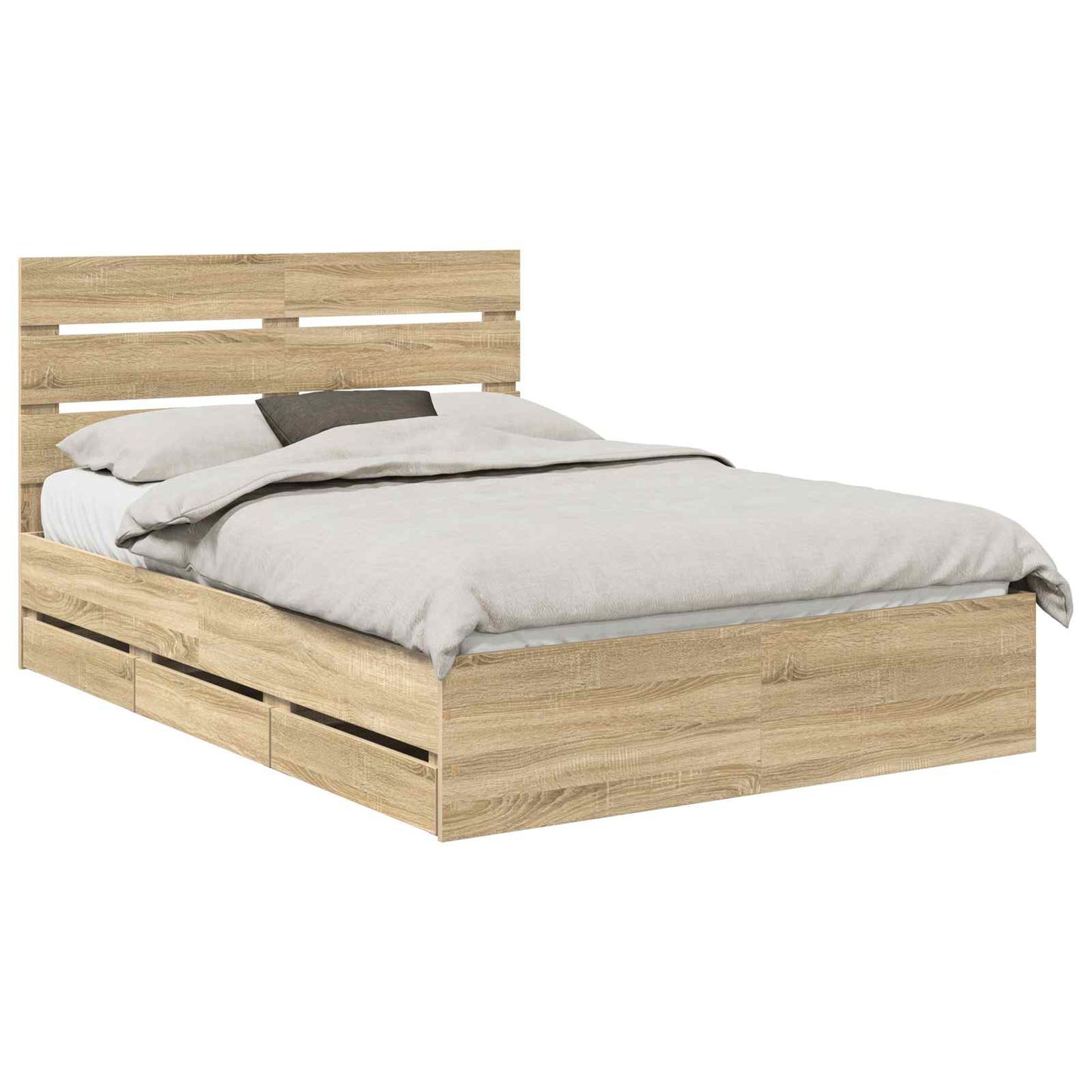 vidaXL Σκελετός Κρεβατιού Δρύς Sonoma 150 x 200 cm Μηχανήματος Ξύλο