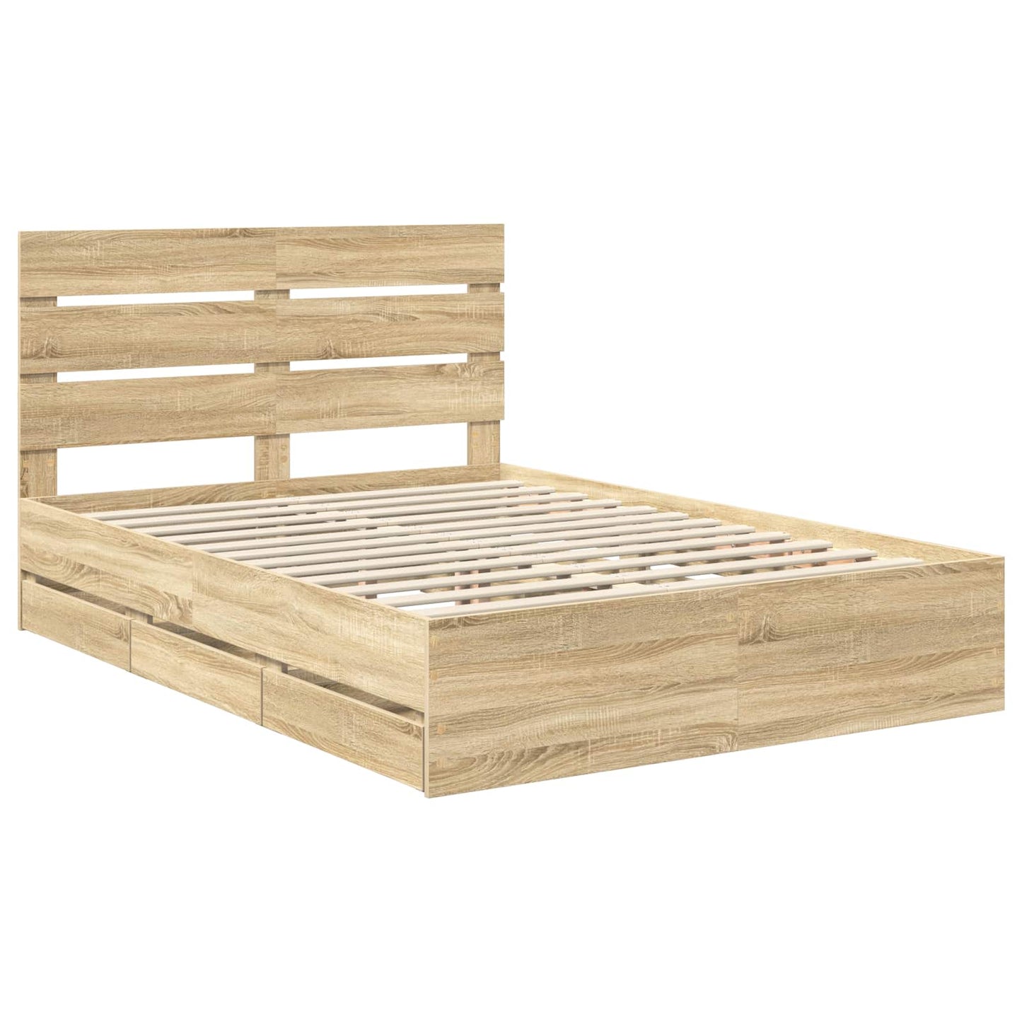 vidaXL Σκελετός Κρεβατιού Δρύς Sonoma 150 x 200 cm Μηχανήματος Ξύλο