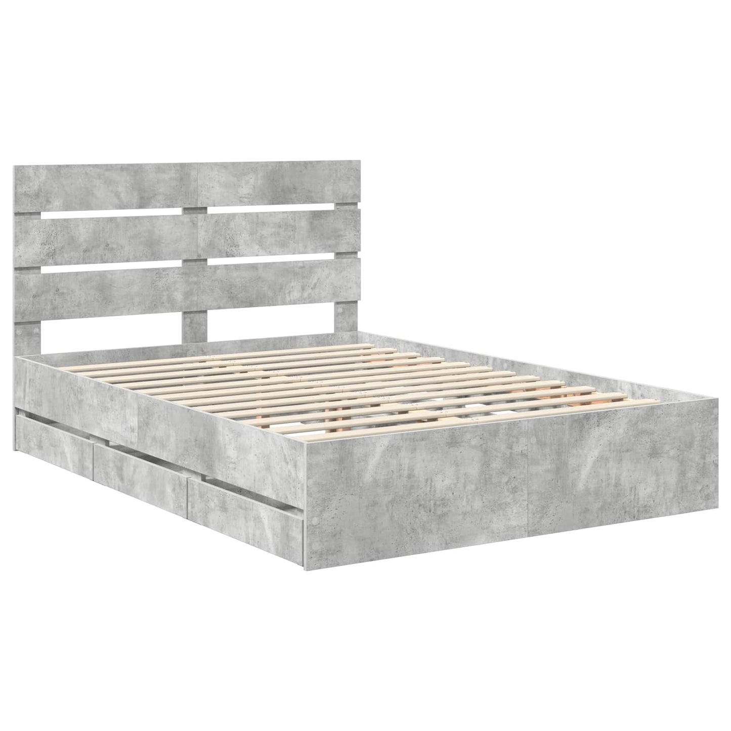 vidaXL Σκελετός Κρεβατιού Σκυρόδεμα Γκρι 150 x 200 cm Μηχανήματος Ξύλο