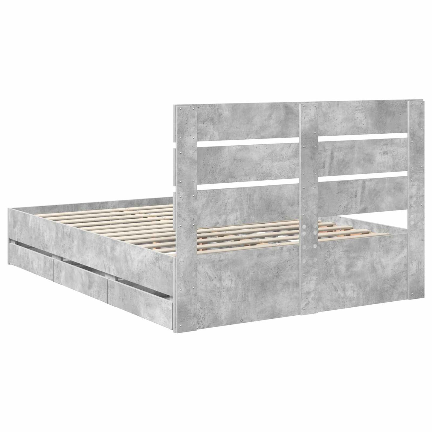 vidaXL Σκελετός Κρεβατιού Σκυρόδεμα Γκρι 150 x 200 cm Μηχανήματος Ξύλο