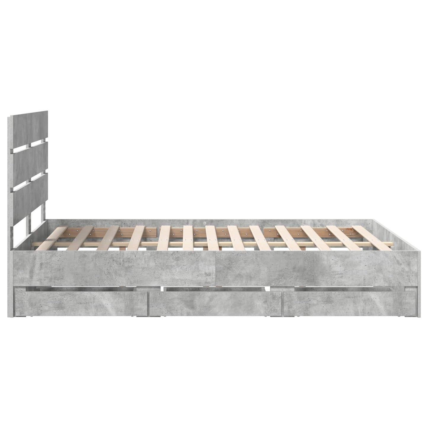 vidaXL Σκελετός Κρεβατιού Σκυρόδεμα Γκρι 150 x 200 cm Μηχανήματος Ξύλο
