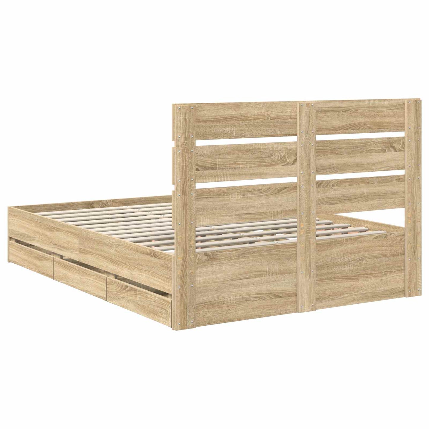 vidaXL Σκελετός Κρεβατιού Δρύς Sonoma 140 x 200 cm Μηχανήματος Ξύλο