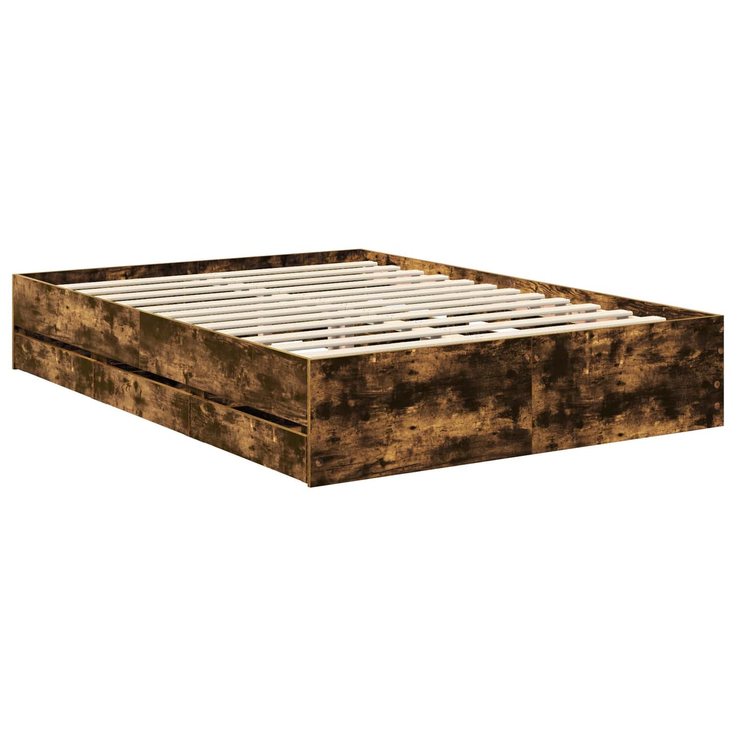 vidaXL Σκελετός Κρεβατιού Καπνιστό Δρύς 140 x 190 cm Μηχανήματος Ξύλο
