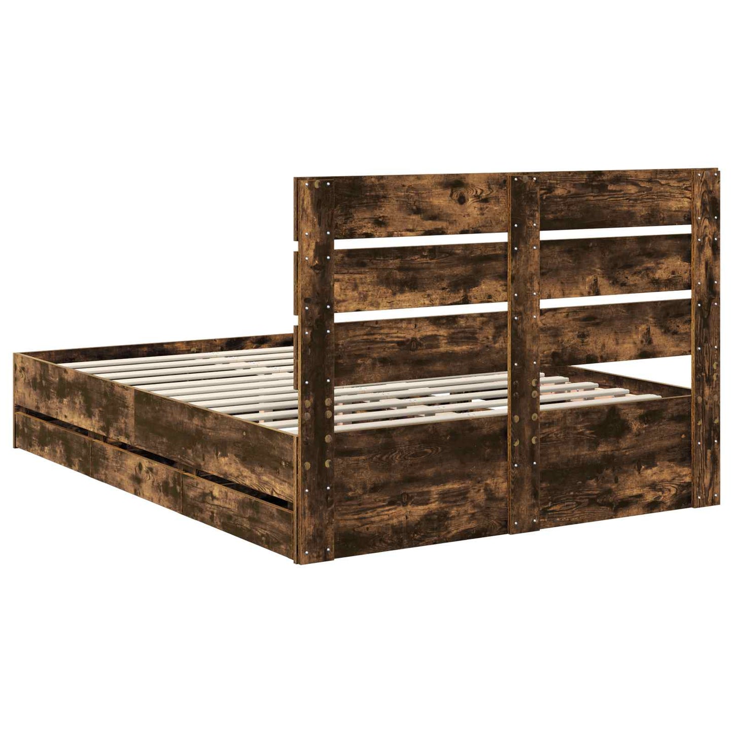 vidaXL Σκελετός Κρεβατιού Καπνιστό Δρύς 140 x 190 cm Μηχανήματος Ξύλο