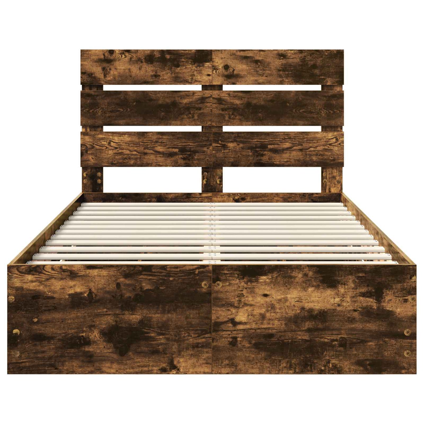 vidaXL Σκελετός Κρεβατιού Καπνιστό Δρύς 135 x 190 cm Μηχανήματος Ξύλο