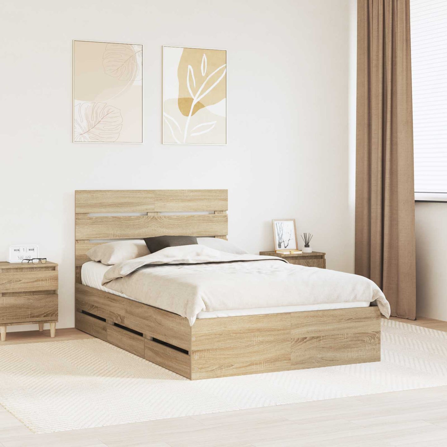 vidaXL Σκελετός Κρεβατιού Δρύς Sonoma 120 x 200 cm Μηχανήματος Ξύλο
